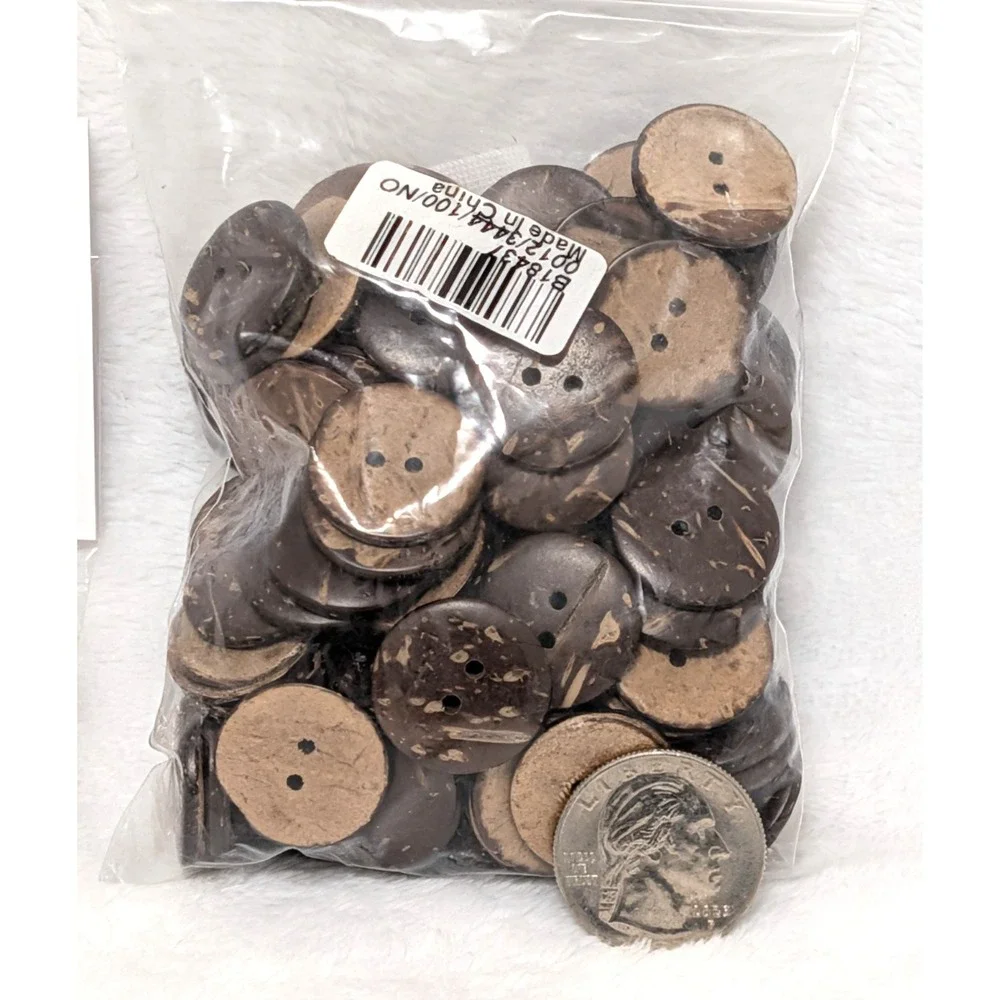 115pc Natural Button Lot Coconut Shell 20mm 32L + Wood Favorite Findings #510